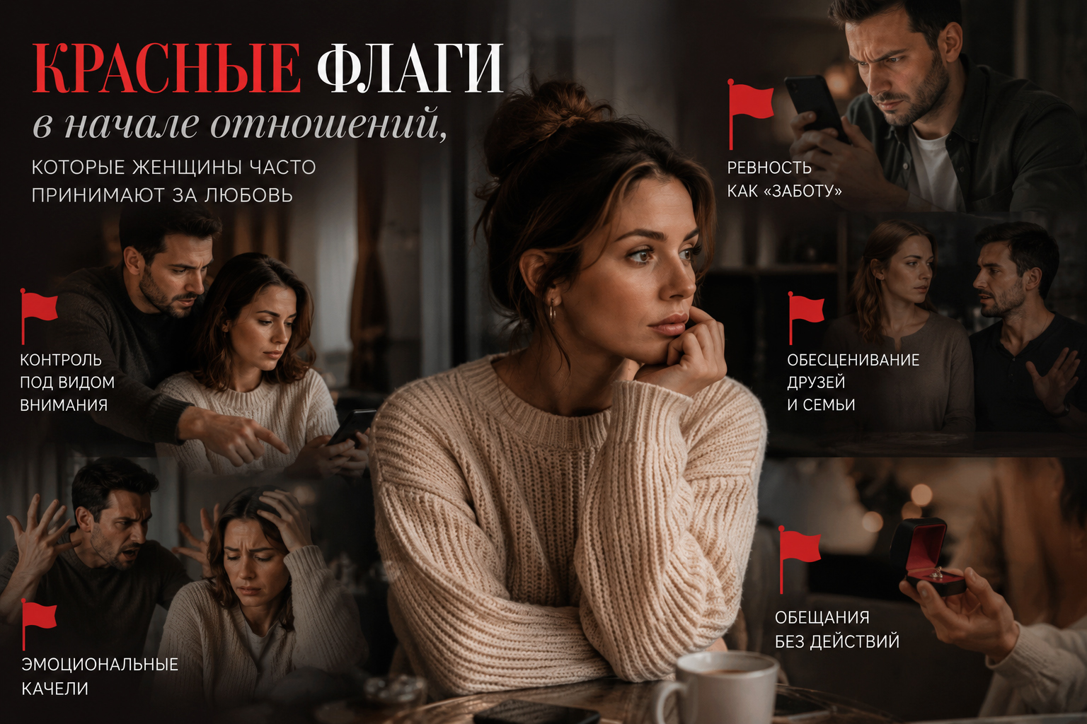 Красные флаги в начале отношений, которые женщины часто принимают за любовь