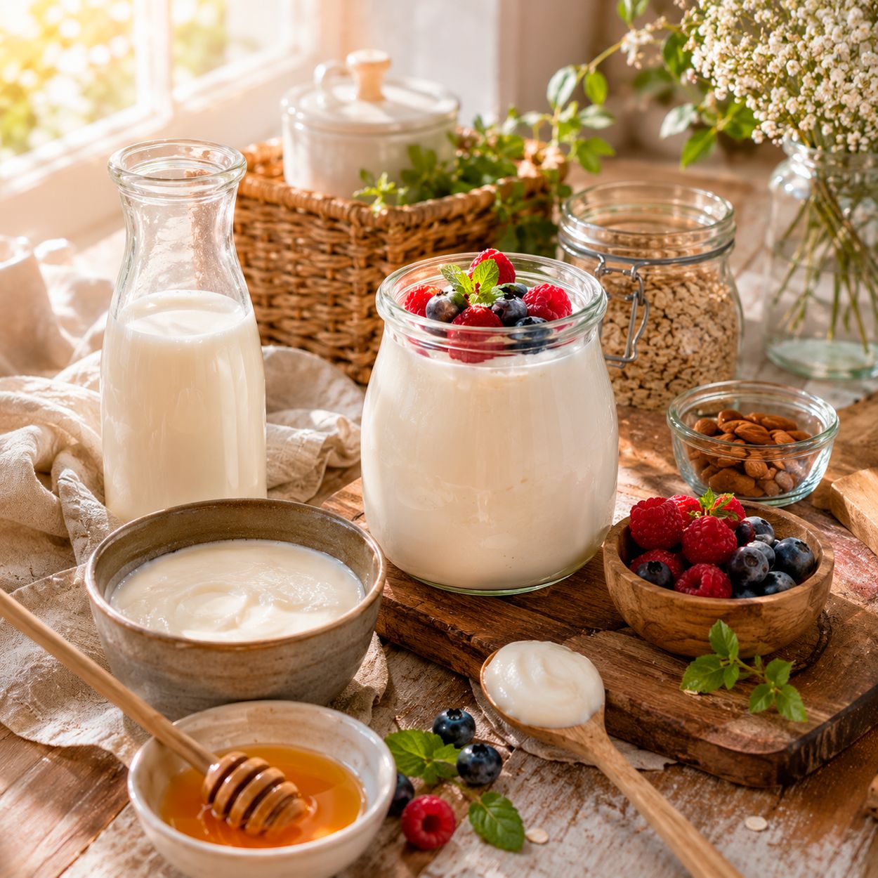cozy-breakfast-with-yogurt-and-berries Самый полезный йогурт — домашний: технология и способы приготовления, 12 рецептов блюд с йогуртом