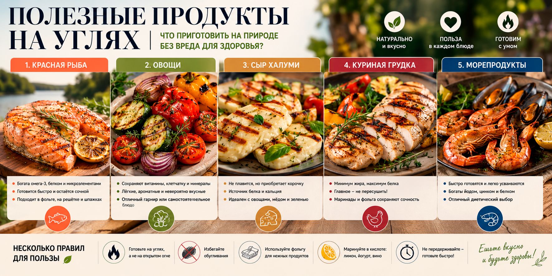 Полезные продукты на углях: что приготовить на природе без вреда для здоровья