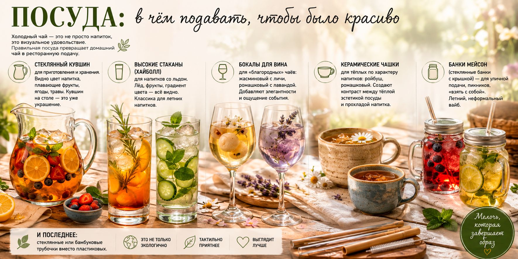 idei-dlya-posudy-dlya-kholodnogo-chaya Холодные чаи для жаркого лета: 10 рецептов, которые охладят, взбодрят и оздоровят