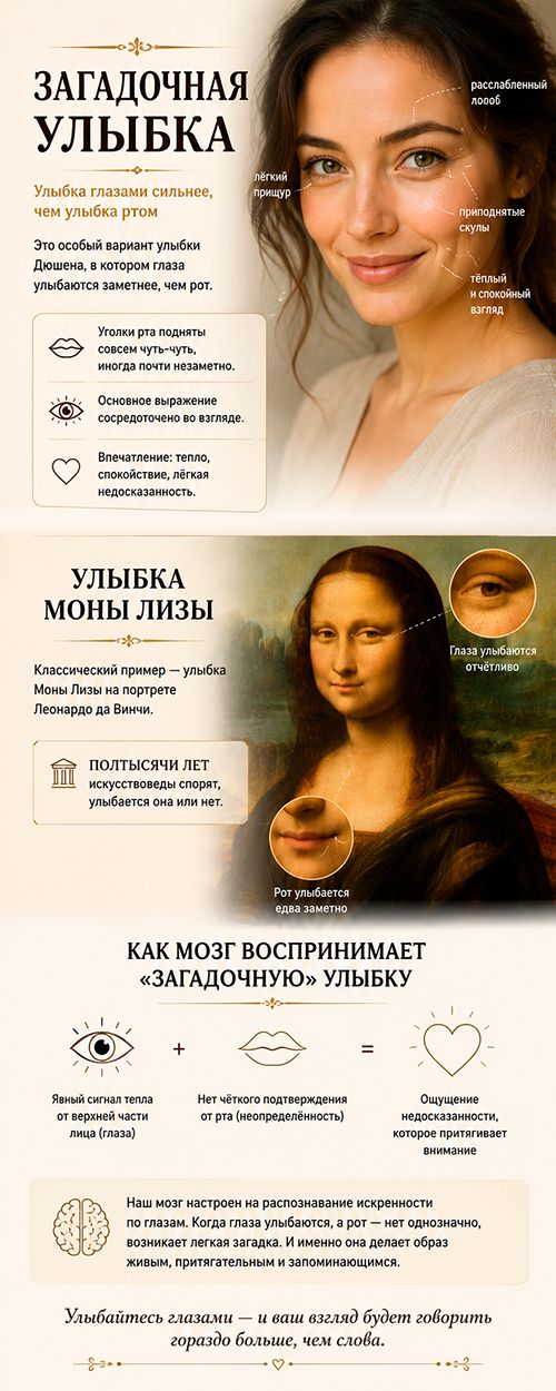zagadochnaya-ulybka-glazami Как улыбаться глазами, а не только ртом: секрет искренней улыбки