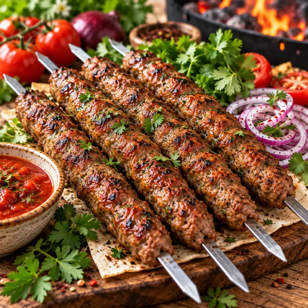 fire-grilled-herb-kebab-feast-1080x1080 Секреты сочного люля-кебаб на мангале